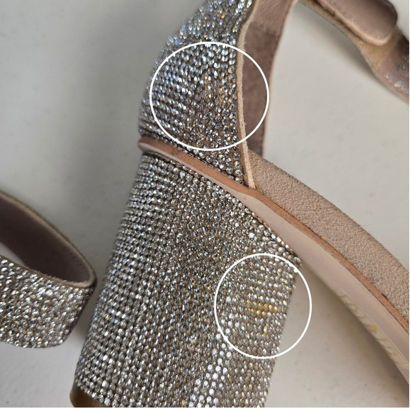 Jeffrey Campbell Laura Crystal Embellished Block Heeled Open Toe Sandal Size 7.5 - Picture 9 of 13